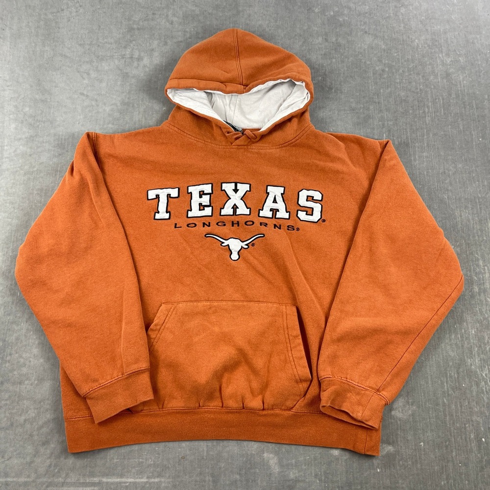 Texas Longhorns Stadium Athletics Mens L Orange Hoodie Embroidered Logo Pullover